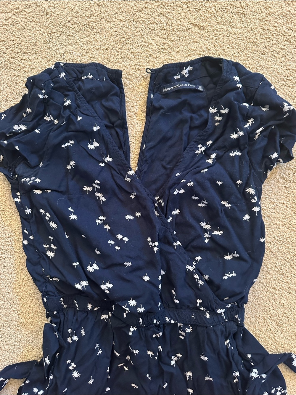 Abercrombie Navy Floral Jumpsuit with Tie Waist
